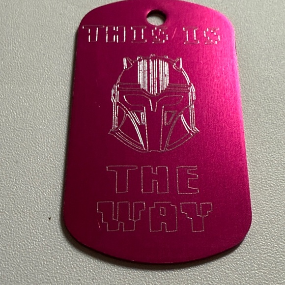 Mandalorian Star Wars this is the way armorer dark pink dog tag cool nerd geek - Picture 4 of 4
